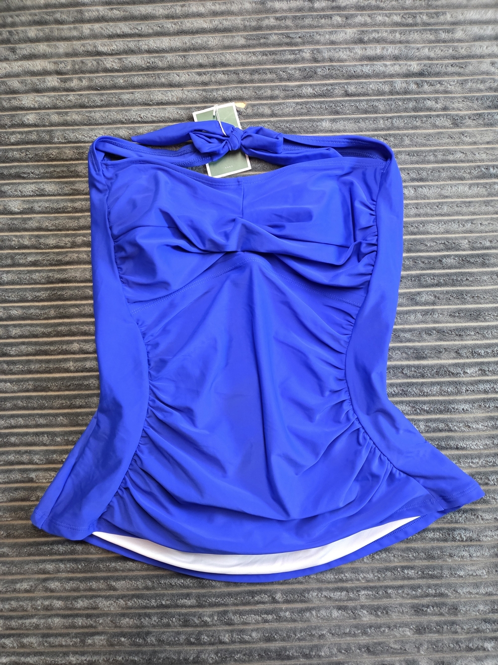 Royal Blue Bandeau Tankini Top with Removable Halter